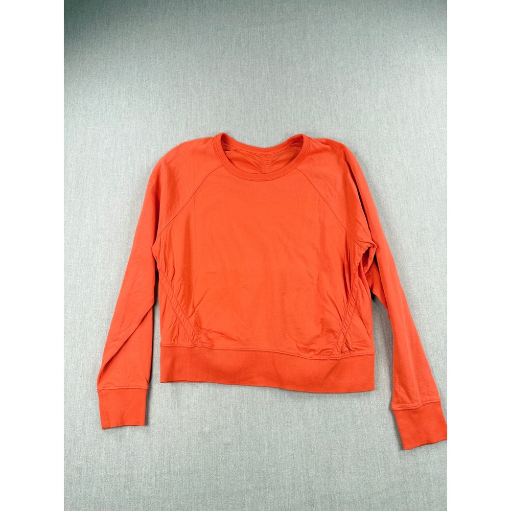Athleta Womens Orange Ruched Back Long Sleeve Pullover Sweatshirt L